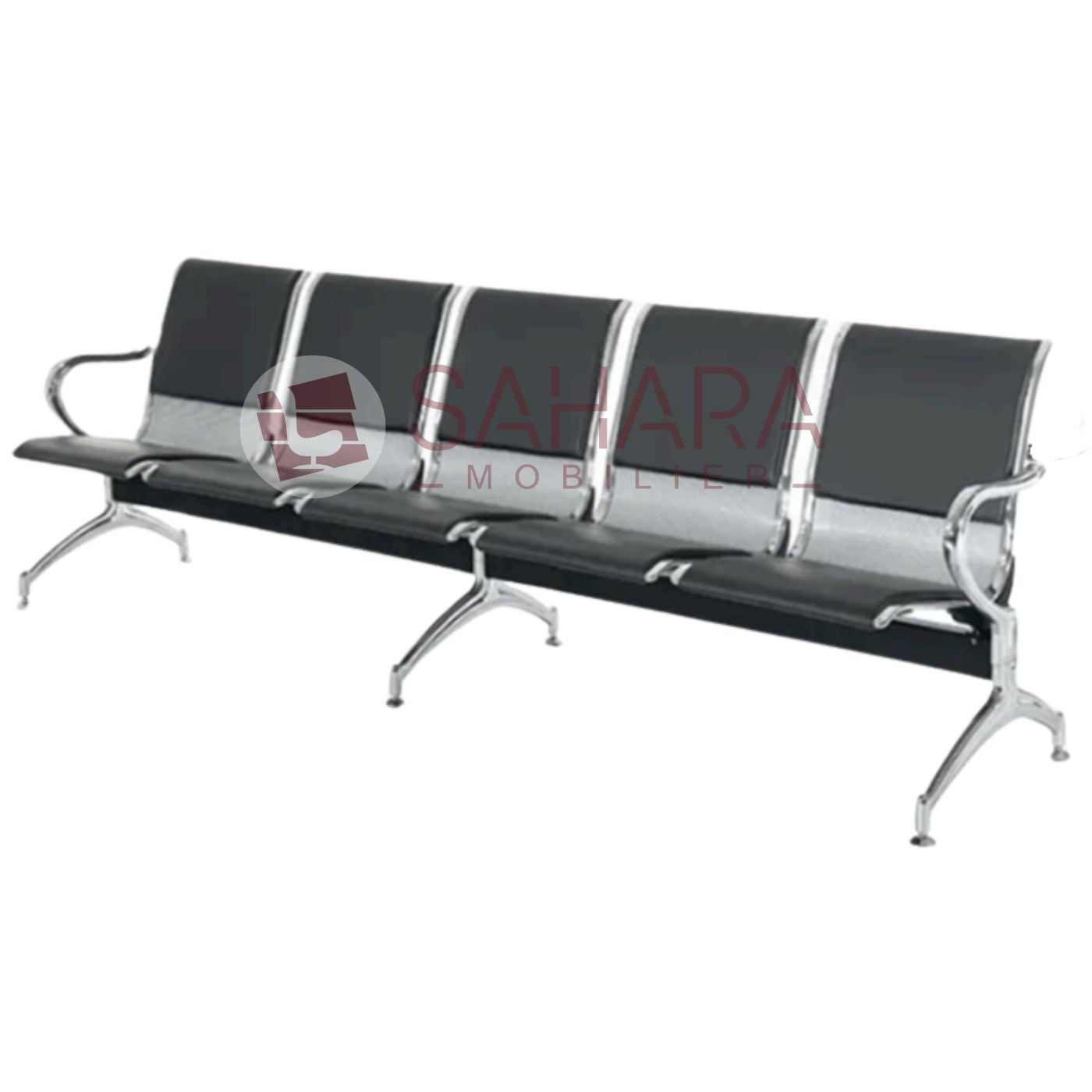 Banquettes d'attente de 5 places chromé